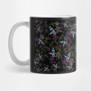 Copy of Bee with orchid and flowers black background Mug